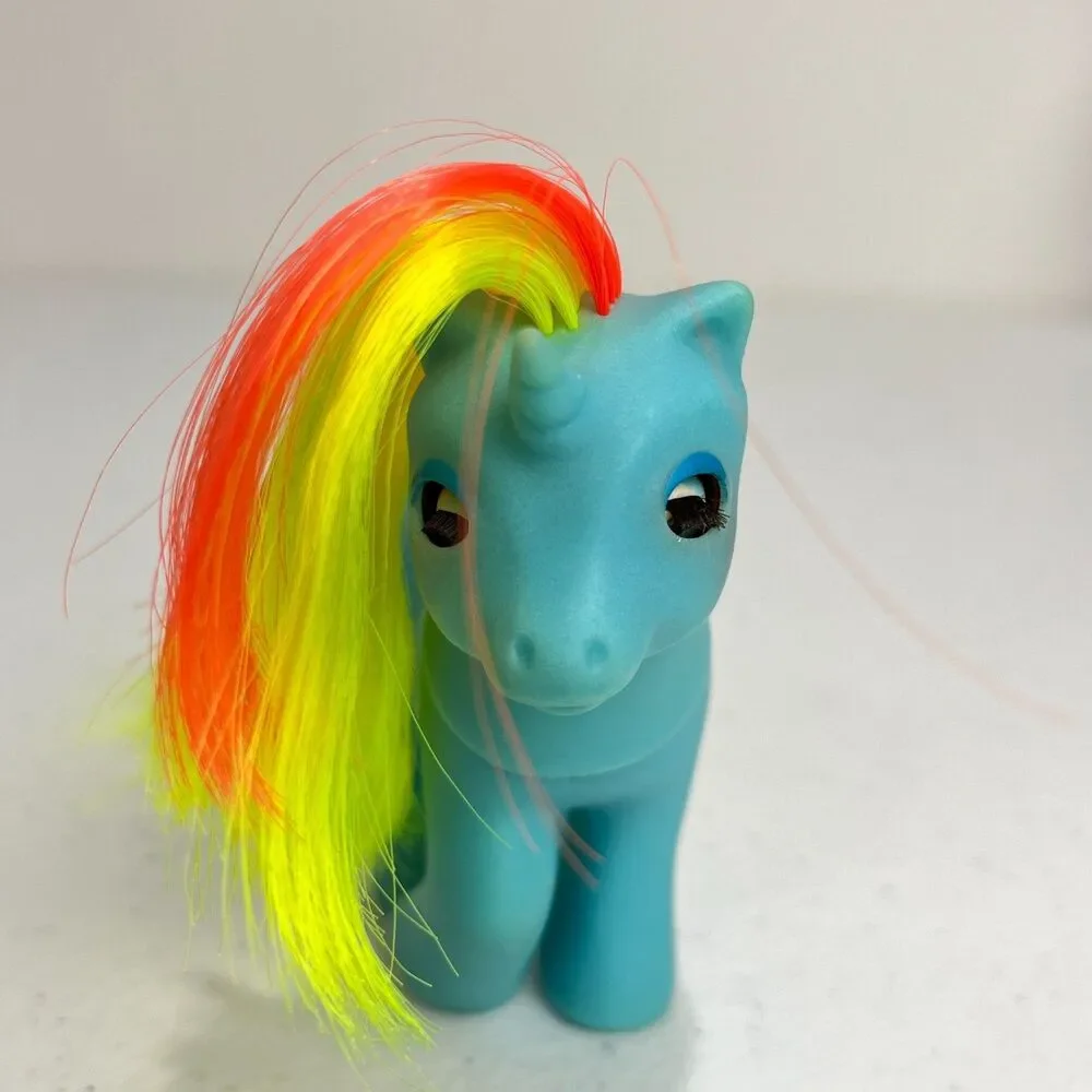 Vintage G1 My Little Pony BBE Baby Ribbon Blue Yellow Orange Hasbro 1985 Flaws
